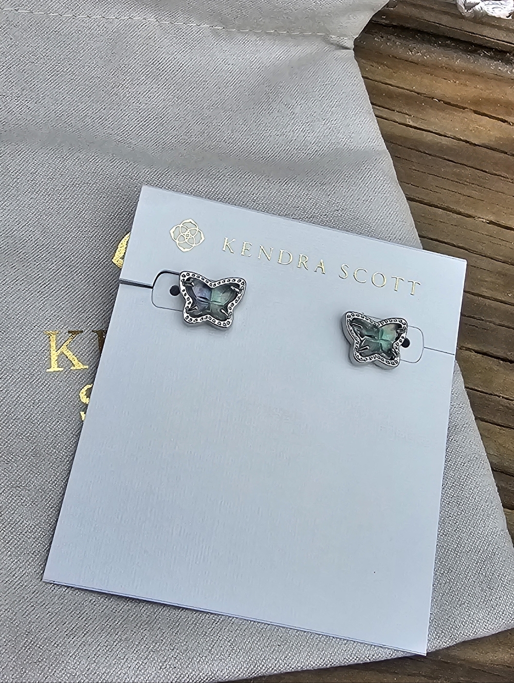 Kendra Scott Butterfly Stud Earrings - Teal Iridescent